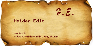 Haider Edit névjegykártya